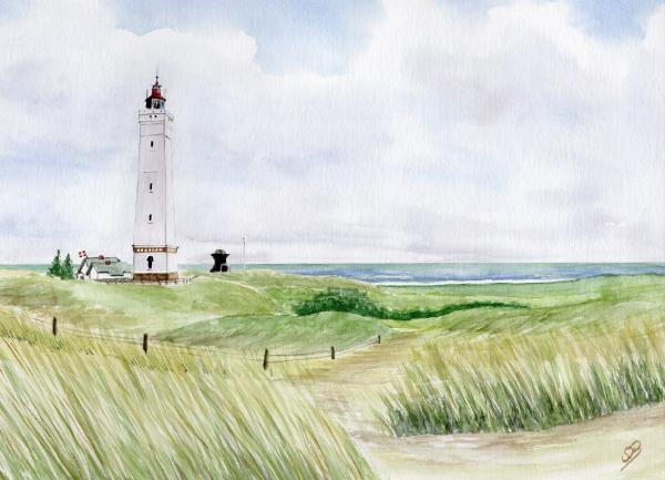 Poster DIN-A3  Blåvand Blavand Weg zum Leuchtturm DK02